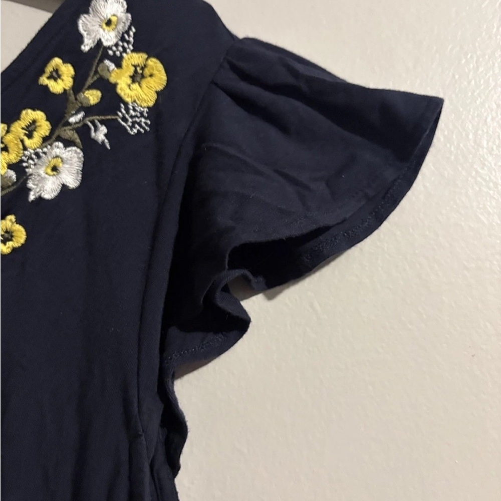 LOFT Navy Dress with Yellow & White Floral Embroidery - Picture 6 of 9